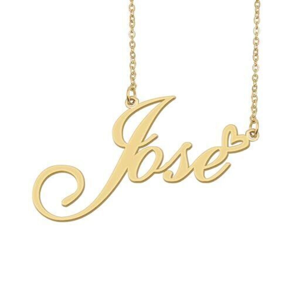 3837 Jose Name Necklace Heart Charm Pendant 18k Gold Plated Stainless Steel